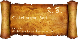 Kleinberger Bod névjegykártya